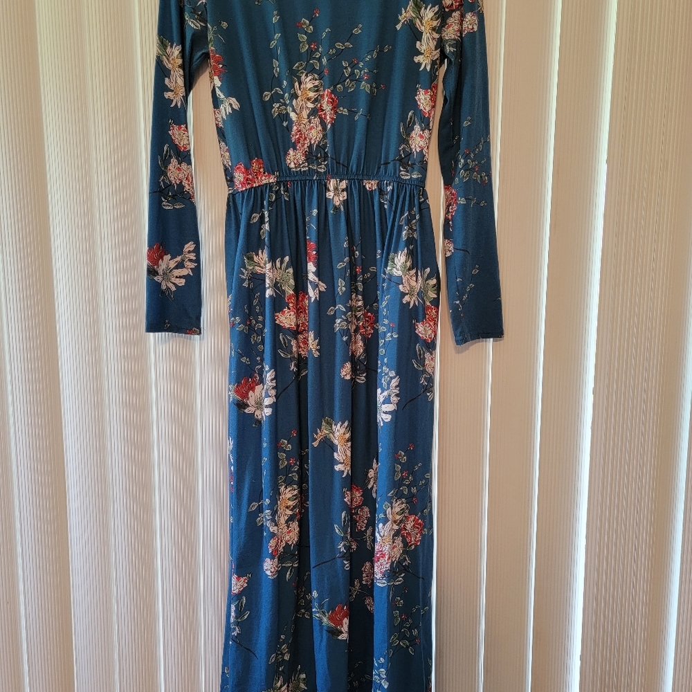 Boho long sleeve flower dress with pockets